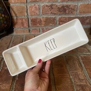 Rae Dunn KEEP Ceramic Divided Trinket Tray